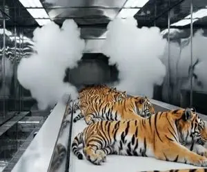 فرآوری ببر؛ ببرهای پرورشی رو با آمپول هوا خواب دادن تا پوستشونو کندنی نفله شون نکنن