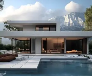 معماری خلاقانه؛ خونه ویلایی با جکوزی تو حیاط ساخته اعیونی و رویایی