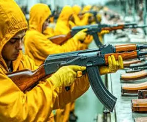 صنایع مدرن؛ خط تولید هیجان انگیز و دهشتناک  کارخونه اسلحه سازی وسط بیابون