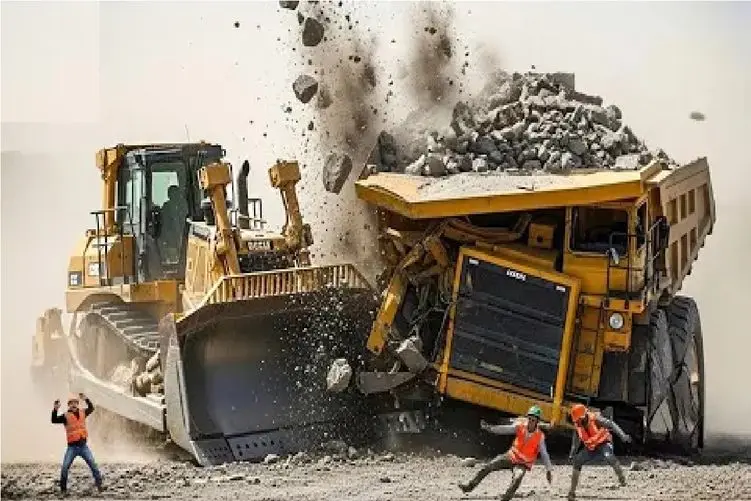 ابزارآلات غول آسا؛ پل زیرپا انداخت اپراتور بیل مکانیکی الفاتحه