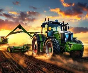 کشاورزی نوین؛ کمباین رو وصل کردن به تراکتور گندم بعد درو و پوست کردن بدل به آرد میشه