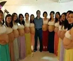 (عکس) این مرد 13 زنش را همزمان حامله کرد!