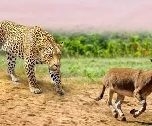 مستند حیات وحش؛ پلنگ الاغ رو کنار جاده داره خفه می کنه