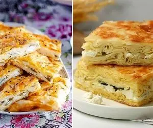 طرز تهیه سو بورک پنیری با خمیر خانگی / یه غذای خوشمزه ترکی که حرف نداره