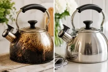 سفید و درخشنده شدن کتری استیل سوخته؛ خرید کتری نو عاقلانه نیست وقتی قبلی عالی میشه