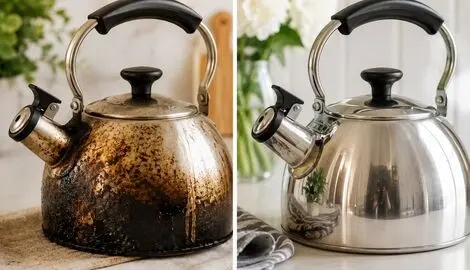 سفید و درخشنده شدن کتری استیل سوخته؛ خرید کتری نو عاقلانه نیست وقتی قبلی عالی میشه