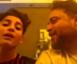 آواز احساسی؛ بابک جهانبخش با پسرش پهلوونش آهنگ معروفش رو میخونه
