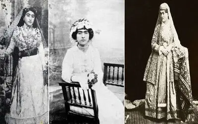 لباس عروس های زنان قاجار؛ مثل این که به استثنای دخترای ناصرالدین شاه رعیت خوشگل بودن