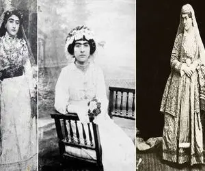 لباس عروس های زنان قاجار؛ مثل این که به استثنای دخترای ناصرالدین شاه رعیت خوشگل بودن