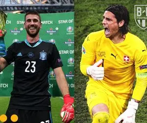 اقدام جالب دروازه بان اسپانیا پس از دریافت جایزه بهترین بازیکن