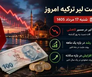 قیمت لیر ترکیه امروز شنبه 17 مرداد 1405؛ ریزش 35 تومانی