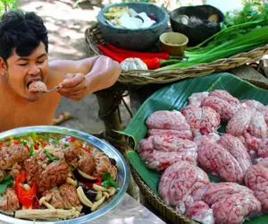 غذای روستایی ؛ یه طعام لذیذ و ناب تو یه لوکیشن رویایی اونم با مغز گاو