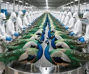 فرآوری طاووس؛ طاووس‌کُشی مدرن صنعتی برای بهره بردن از پرهای رنگین کمانی و گوشت اشرافی