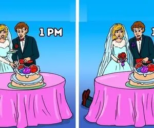 معمای تصویری ؛ اگه زدی رو دست باهوشا تند بگو تو جشن عروسی این عروس دومادا چی مشکوکه؟
