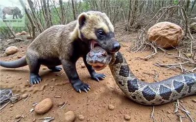 از جذابیت های حیات وحش؛ ببینید مانگوس زرد چه بی پروا مار رو لقمه چپش میکنه