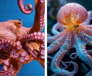 از جذابیت های حیات وحش؛ اختاپوس با 9 مغز و 3 قلب خودشو ماده جا می زنه و جفتشو می خوره