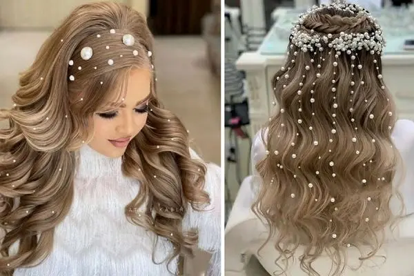 15 ایده خوشگلاسیون مو با مروارید چسبی؛ اکلیل حذف، جذابیت مثل زنای عرب پولدار