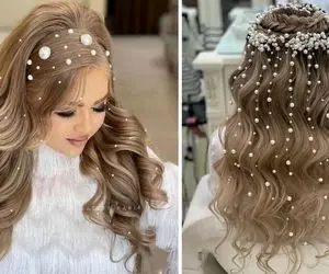 15 ایده خوشگلاسیون مو با مروارید چسبی؛ اکلیل حذف، جذابیت مثل زنای عرب پولدار