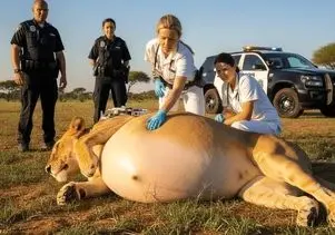 دیدنی های حیات وحش؛ تلاش تیم نجات برای کمک به زایمان شیری که 5 قلو حامله بود