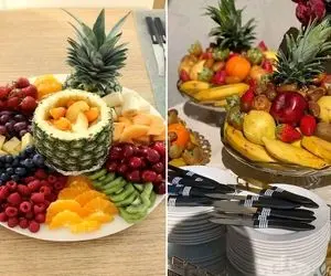 چیدمان میوه در انواع ظروف میوه خوری / عین بچه مدرسه ای ها که صف بستن نچینشون سلیقت کو