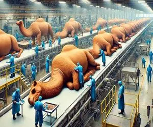 فرآوری شتر؛ بعد دوشیدن شیر شتر کت بسته گردنشو میزنه کبابی میبرن برا پخت شیشلگ