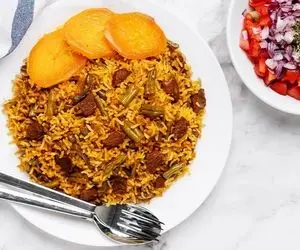 طرز تهیه لوبیا پلو / به همراه 2 تکنیک مهم یعنی بلانچ کردن لوبیا سبز و سفید کردن گوشت