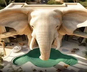 معماری خلاقانه؛ قصر ساختن با الهام از فیل داخلش عین کتاب قصه ها میمونه