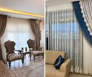 انواع مدل پرده (رومن، زبرا، والان، حریر) برای پذیرایی؛ ست سازی رنگ و جنس پرده با دکور