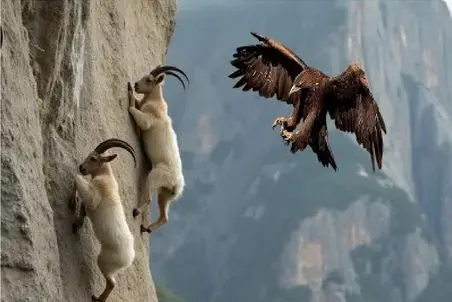 مستند حیات وحش؛ بز از زمینی ها فرار میکنه هوا گیر عقاب میافته