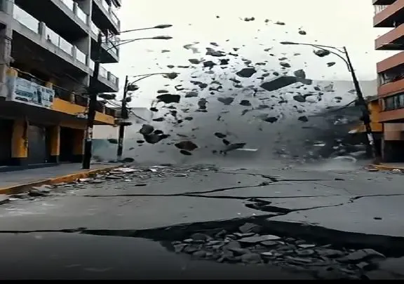 معماری طبیعت؛ زلزله آسفالت خیابونو هزار تیکه کرد از شدت فشار پرت میشن هوا