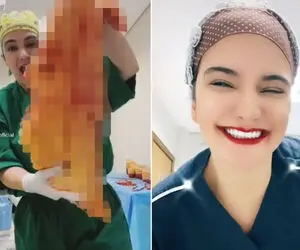 (عکس) رقص بی شرمانه خانم دکتر جوان در اتاق عمل!