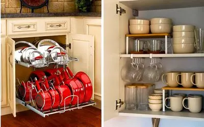 طریقه چیدمان با نظم آشپزخانه؛ رمز موفقیت جمع و جور کردن وسایل ریز و درشت کابینت ها