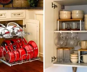 طریقه چیدمان با نظم آشپزخانه؛ رمز موفقیت جمع و جور کردن وسایل ریز و درشت کابینت ها