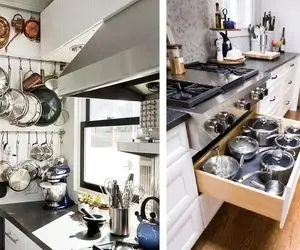 ایده چیدمان قابلمه و تابه در کابینت / دیگه دنگ و فنگ شلوغی و سخت پیدا کردنو نداری