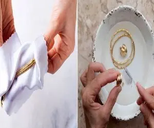 روش ساده تمیز کردن طلا / کدر شده آب طلا نزن با وسیله ای که فکرشو نمیکنی برقش بنداز