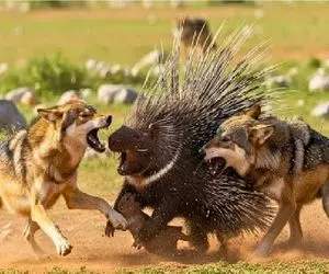 شاهکار حیات وحش؛ جوجه تیغی جنگی چشو چال گرگی که بچهاشو به چشم غذا میدید درآورد