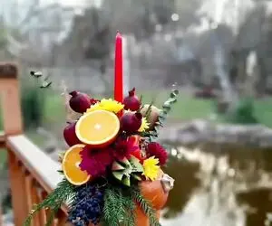 ایده های خلاقانه؛ تزئین گلدان میوه برای شب یلدا