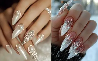 متفاوت ترین طراحی ناخن عروس با الماس؛ مدل هایی که به ذهن خواهرشوهر خطور هم نمیکند