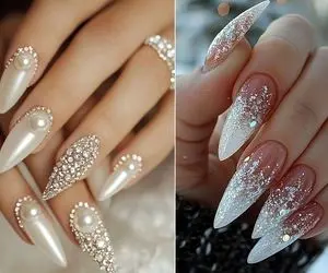 متفاوت ترین طراحی ناخن عروس با الماس؛ مدل هایی که به ذهن خواهرشوهر خطور هم نمیکند