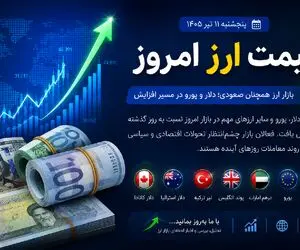 جدیدترین قیمت دلار، یورو، درهم و پوند امروز پنجشنبه ۱۱ تیر ۱۴۰۵ / افزایش قیمت