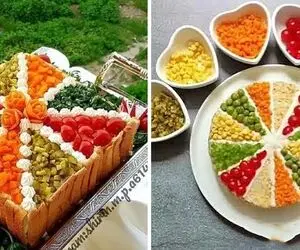 آموزش آشپزی؛ نمونه شیک و چشمنواز سالاد الویه مجلسی اما با روشی ساده حتی برای مبتدی ها