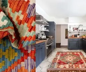 تلفیق تمیزی و هنر در قلب خانه؛ گلیم انتخابی عالی برای فرش آشپزخانه