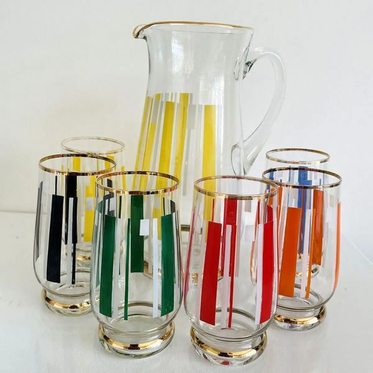 پارچ و لیوان لب طلا