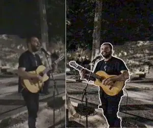 آواز بهشتی؛ پسره تنها گوشه خیابان و با گیتارش پوست شیر حامدی رو خوند کلی آدم اومدن