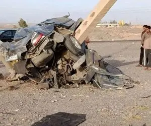 تصادف مرگبار پژو پارس با تیر برق