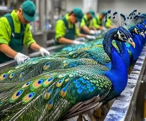 فرآوری طاووس؛ برای ساخت دکوراسیون طاووس خوش رنگ پرورش میدن میلیاردی می ارزه