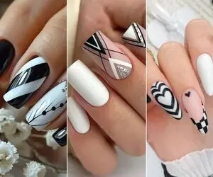 تزیین و ژلیش ناخن با لاک سیاه سفید / تعجب میکنی اینهمه طرح با دو رنگ بوده خبر نداشتی