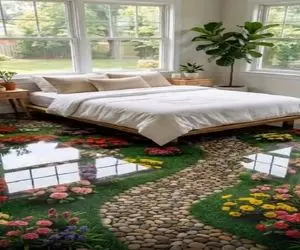 معماری خلاقانه؛ خدایی دیزاین کف به این میگن باغ و باغچه رو با رزین آووردن تو خونه