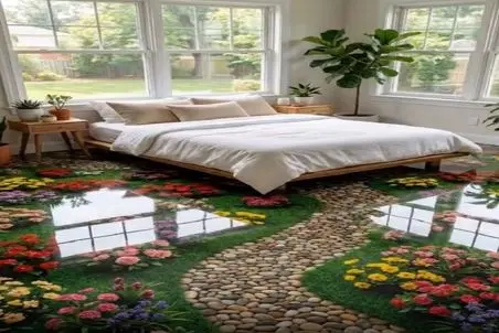 معماری خلاقانه؛ خدایی دیزاین کف به این میگن باغ و باغچه رو با رزین آووردن تو خونه