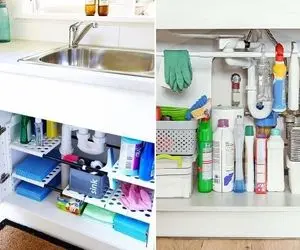 نظم دهی زیر سینک ظرفشویی / اینجوری کابینت رو از شلم شوربایی دربیار شما کدبانویی